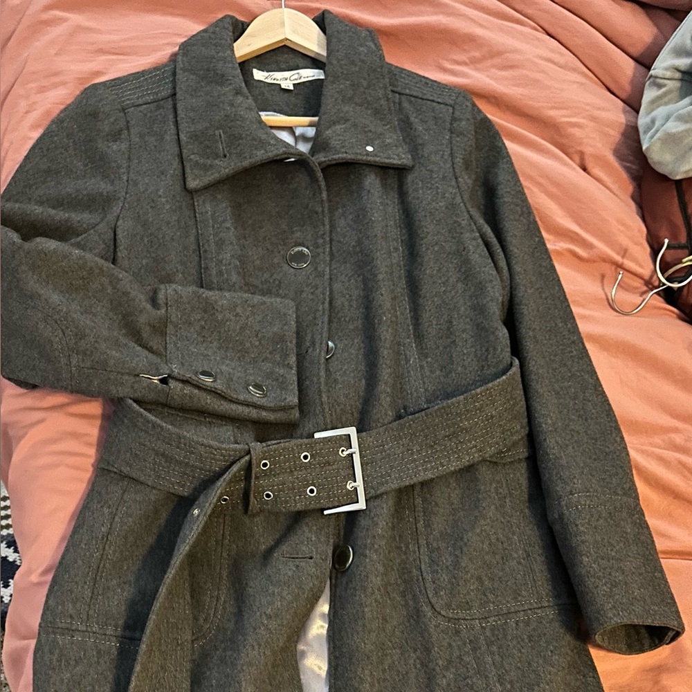 Kenneth Cole New York Charcoal Belted Trench Coat